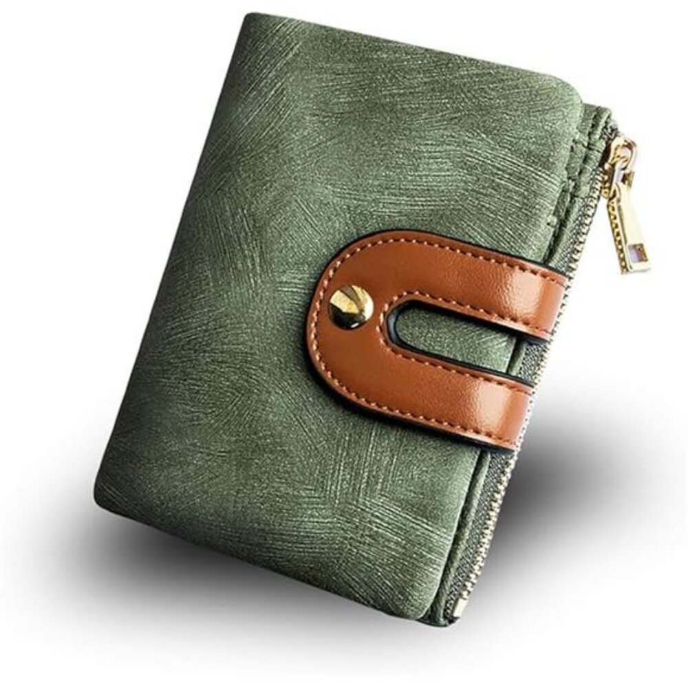 Women's Rfid Small Bifold Leather Wallet Ladies Mini Zipper Coin Purse id card - Picture 8 of 8
